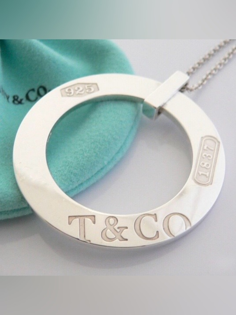 Tiffany & Co Necklace Silver Large 1837 Circle Round RARE FIND